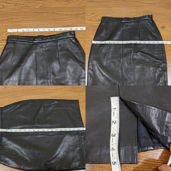 MICHAEL HOBAN Lambskin Leather Knee Length Skirt - Picture 9 of 9